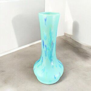 VTG Canadian Art Pottery Bud Vase Green Blue Drip Glaze Ceramic Vase Mid Century